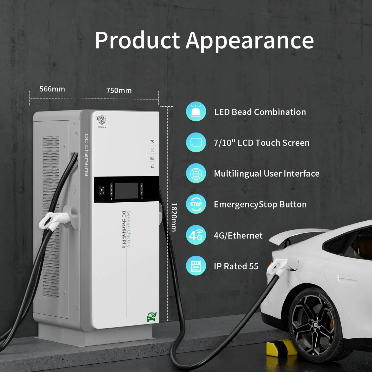 Public TUV/CE 60kw 120kw 240kw CCS2 GB/T Battery Integrated 10inches Display Electric Car Charging Pile Station DC Fast EV Charger with RFID/APP Control