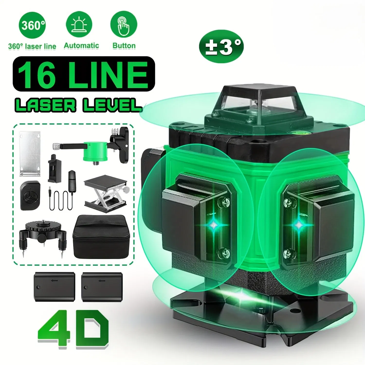 Multifunctional 4D 16 Lines Green Industrial Laser Level
