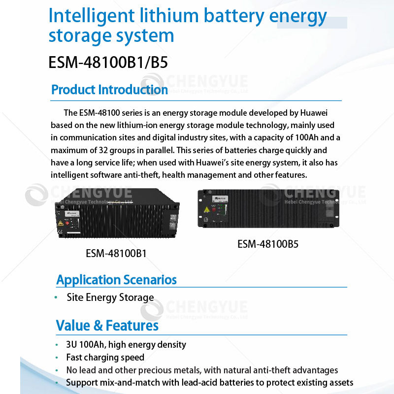 Esm-48100b1 B5 3u 100ah Fast Charging Smart Lithium Battery Site Energy Storage System