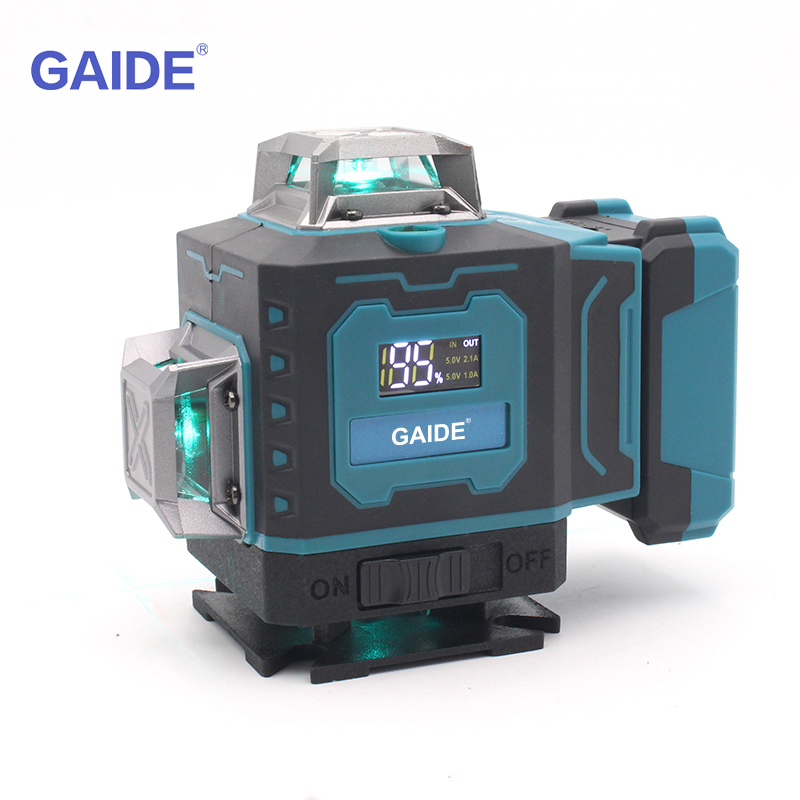 Factory Floor Cross Line Green Beam Self-Leveling 4D Line Level Laser with Remote Control