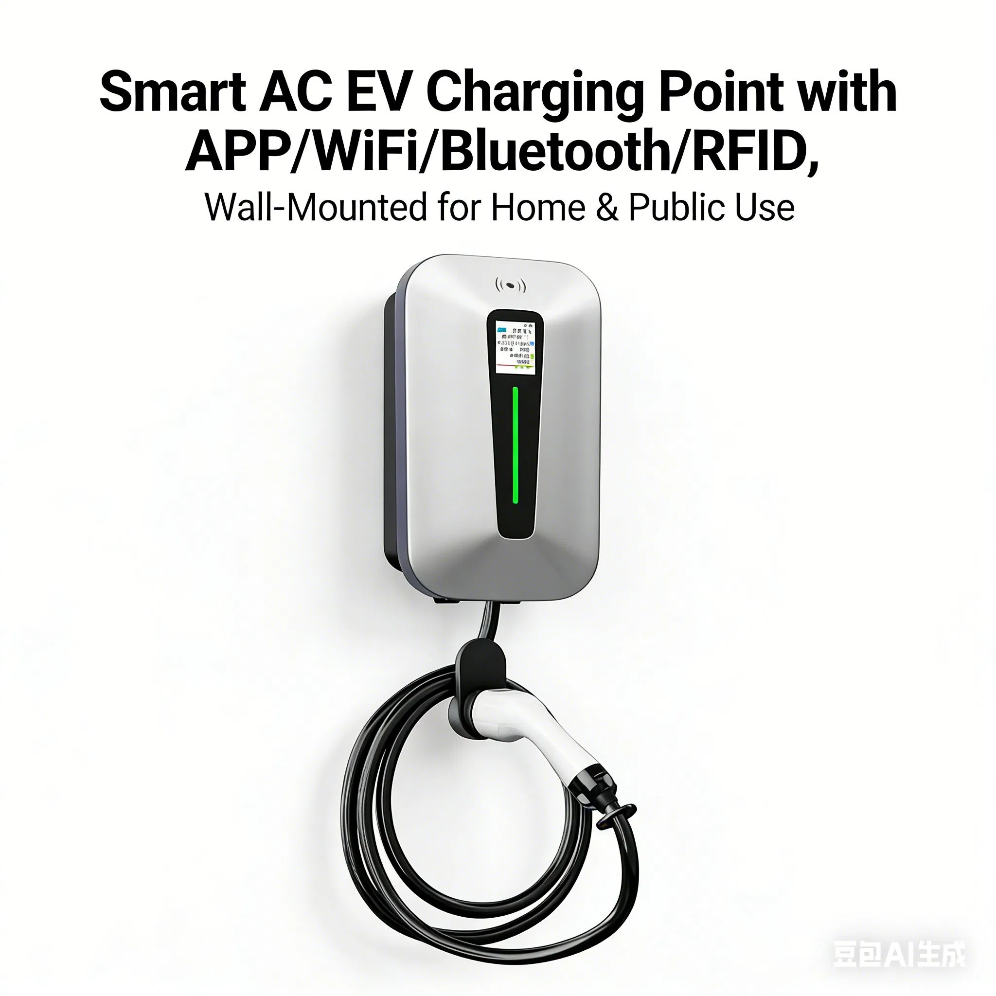 Smart AC EV Charging Point with APP/WiFi/Bluetooth/RFID, Wall-Mounted for Home &amp; Public Use