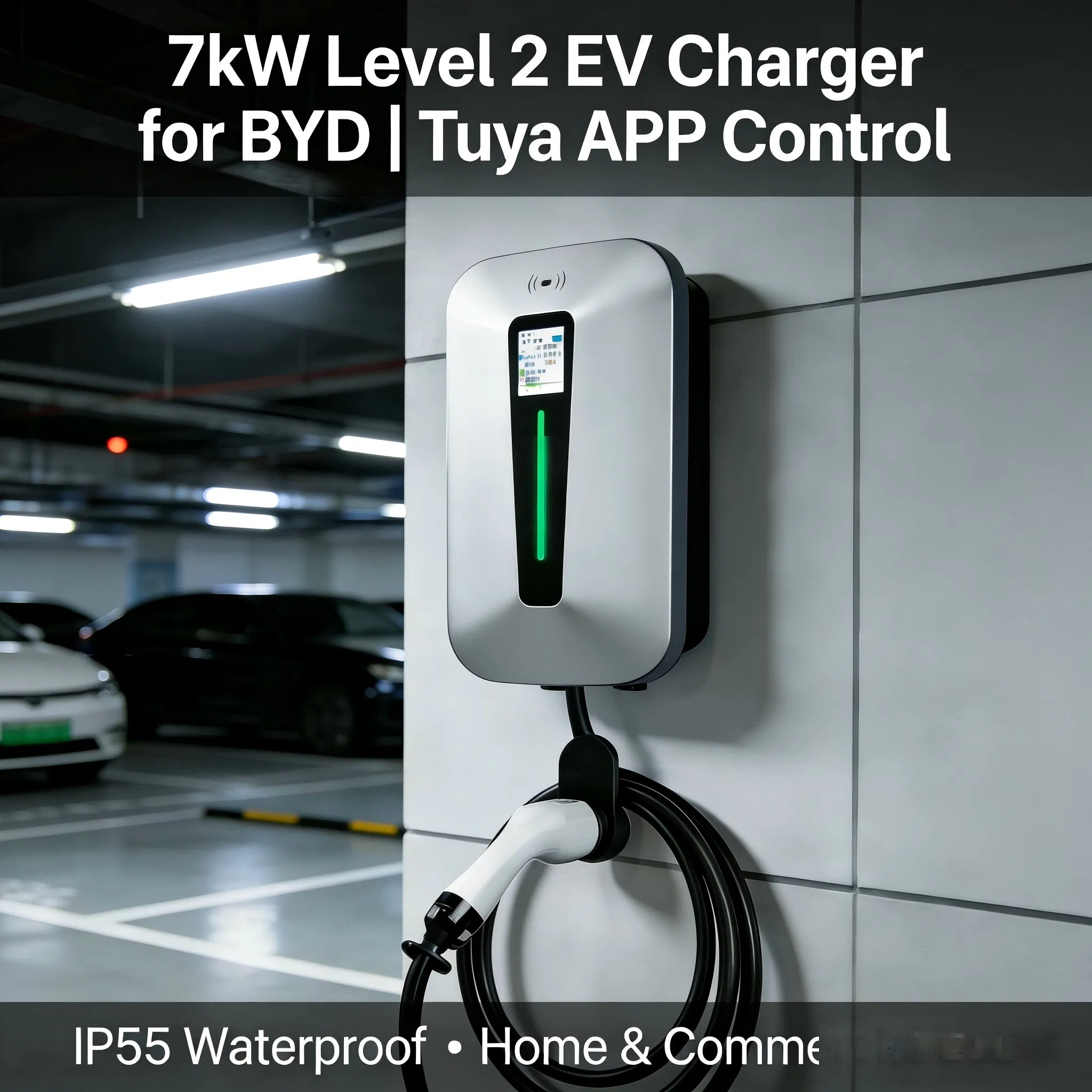 Smart AC EV Charging Point with APP/WiFi/Bluetooth/RFID, Wall-Mounted for Home &amp; Public Use