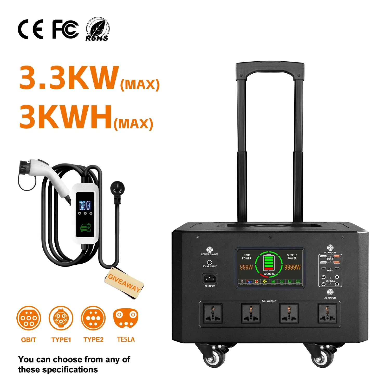 Solar Charging Portable Power Station 3.8kwh off-Grid Mobile Energy Storage