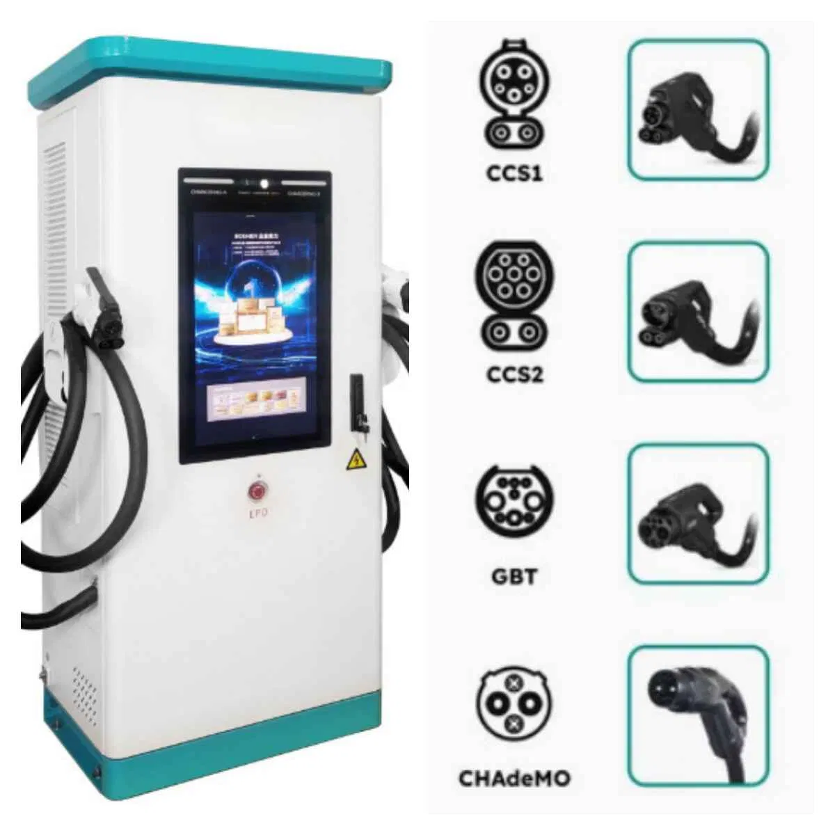 EV Charger All-Climate 60-240kw IP54 DC Fast Charging Station for Fleet &amp; Highway European Standard American Standard CCS1 CCS2