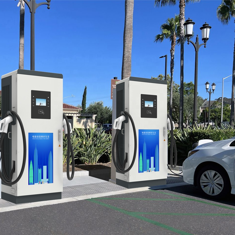 60kw Workplace EV Charging Solution Single Guns Dual Ports CCS1 Charger CCS2 DC Fast Car Charging Station Level 2 EV Charger 4G