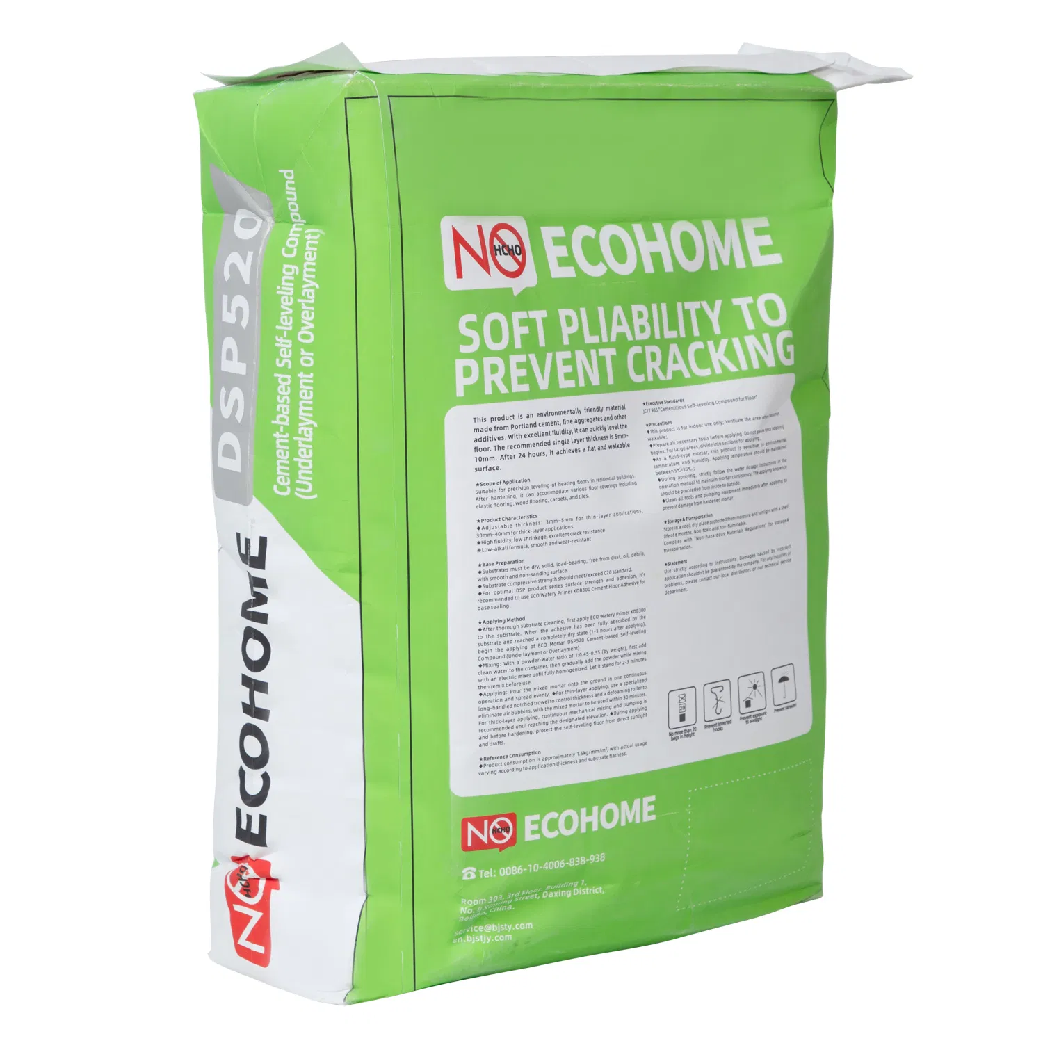 DSP520 Cement-Based Self-Leveling Pre-Mixed Mortar (Underlayment or Overlayment) with Rot-Proof, Low Shrinkage, Excellent Crack Resistance and Moisture-Proofing