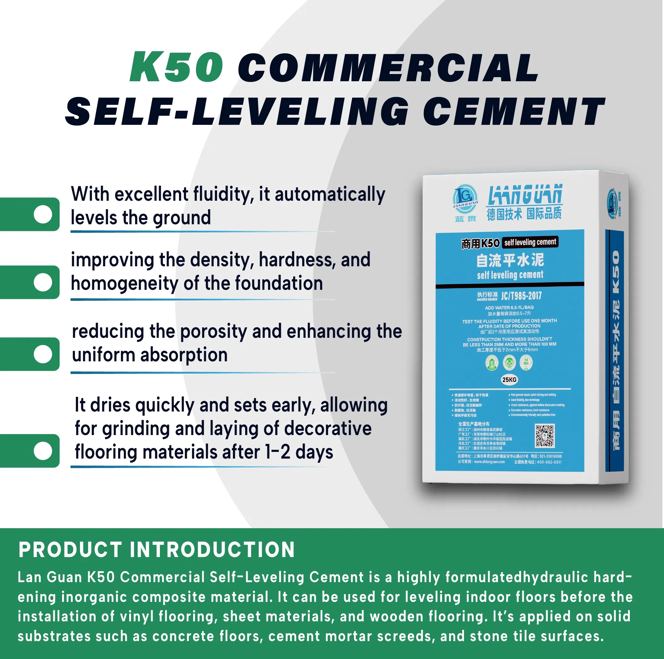 Self-Leveling Mortar with Fast Drying Time and Low Consumption Rate