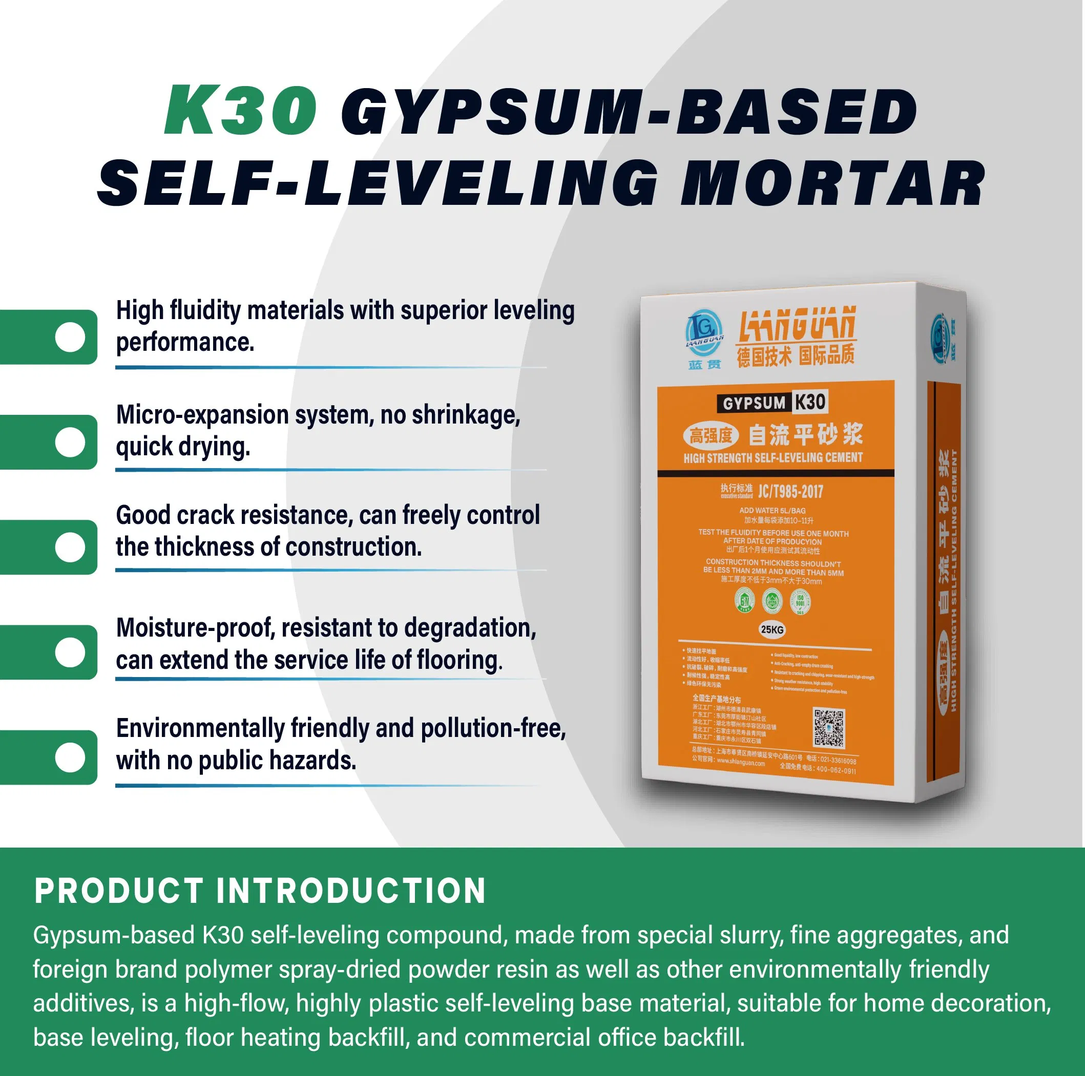 Self-Flowing Gypsumic Mortar Suitable for Home Renovation, Primary Leveling