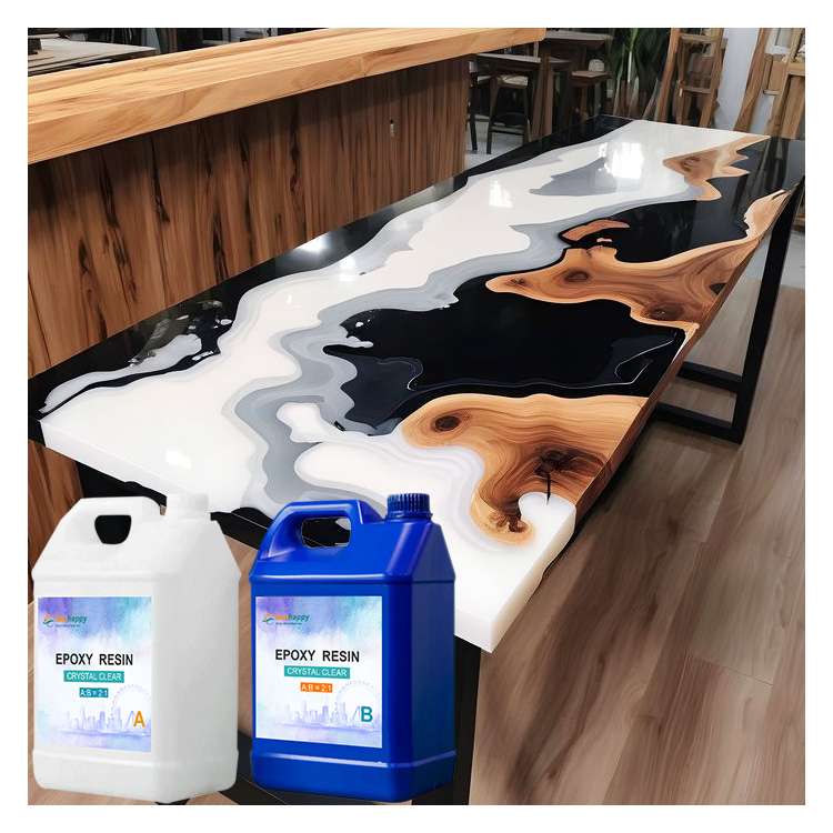 Factory Price Clear Epoxy Liquid Resin Pigment Kit Pour Dining Room Solid Wood River Table Pure Epoxy Resin