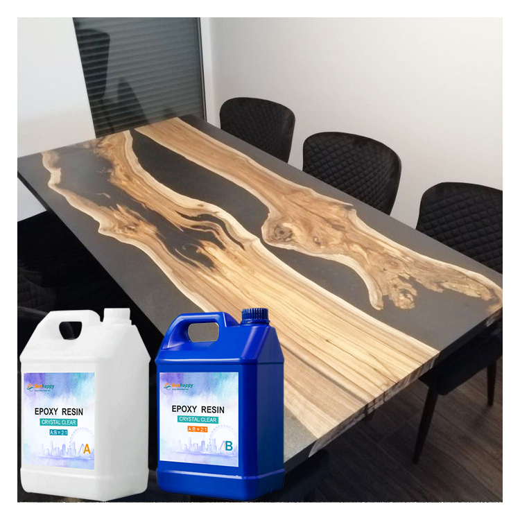Factory Price Clear Epoxy Liquid Resin Pigment Kit Pour Dining Room Solid Wood River Table Pure Epoxy Resin