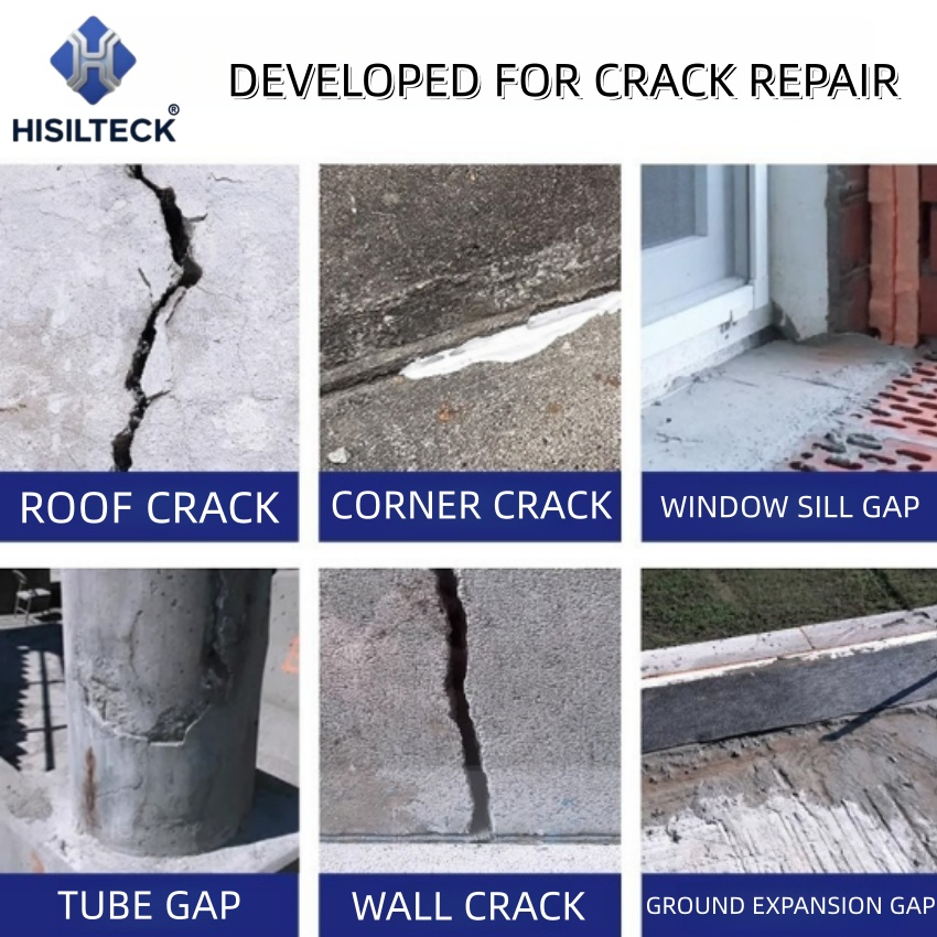 Weather Resistant Crack Filler Waterproof Quick Drying Silicone Liquid Concrete Joint Sealant for Duct Sealing, Cement Caulking and Repair