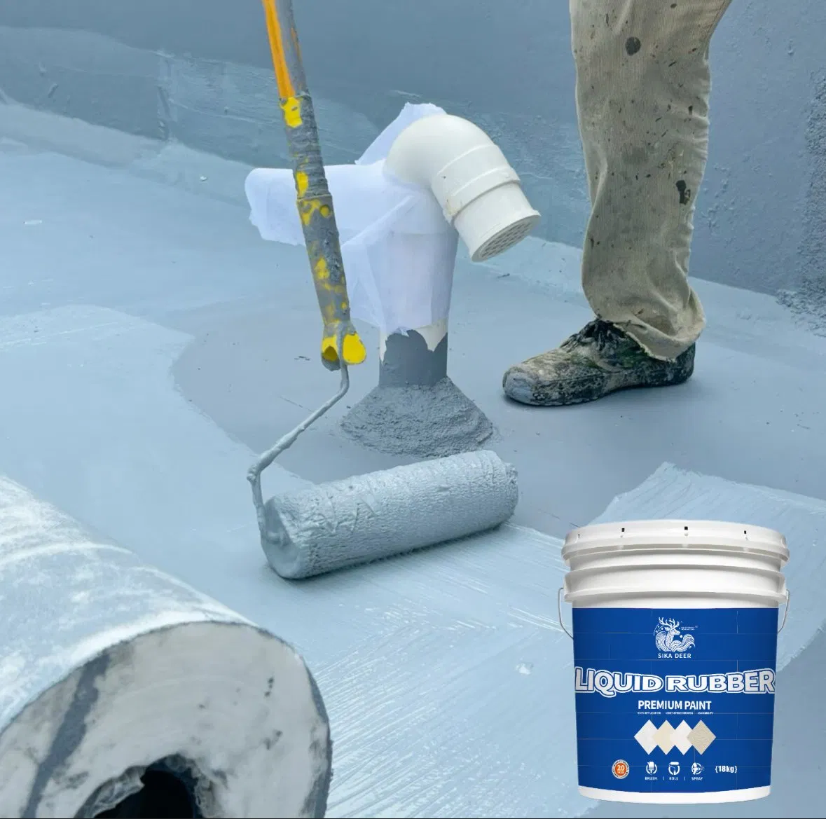 Anti-Mildew Water-Based Acrylic Liquid Rubber Coating for Roofs