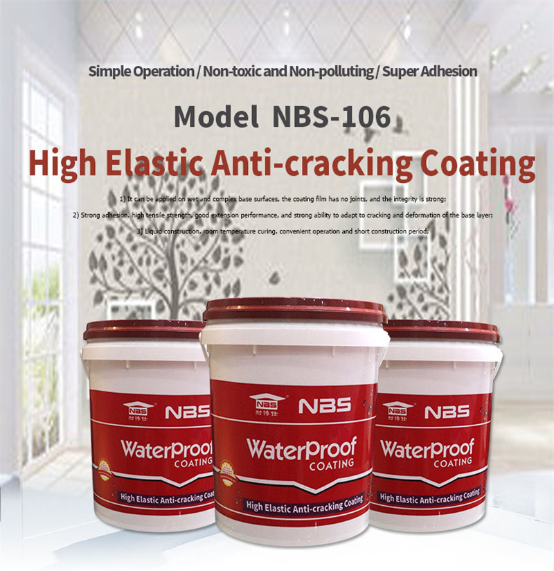 High Elastic Flexible Waterproofing Coating Concrete Roof Leakage Easy Repair Paint