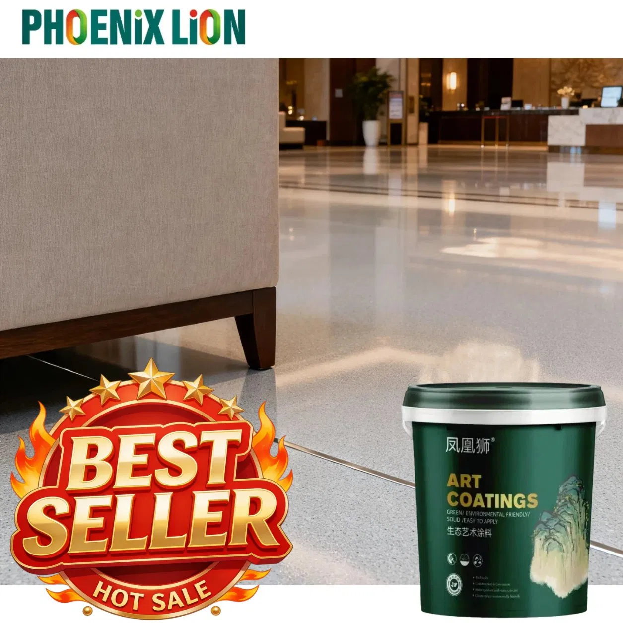 Phoenix Lion Self-Leveling Epoxy Colored Sand Floor Paint Easy-to-Apply Art Paint Coating