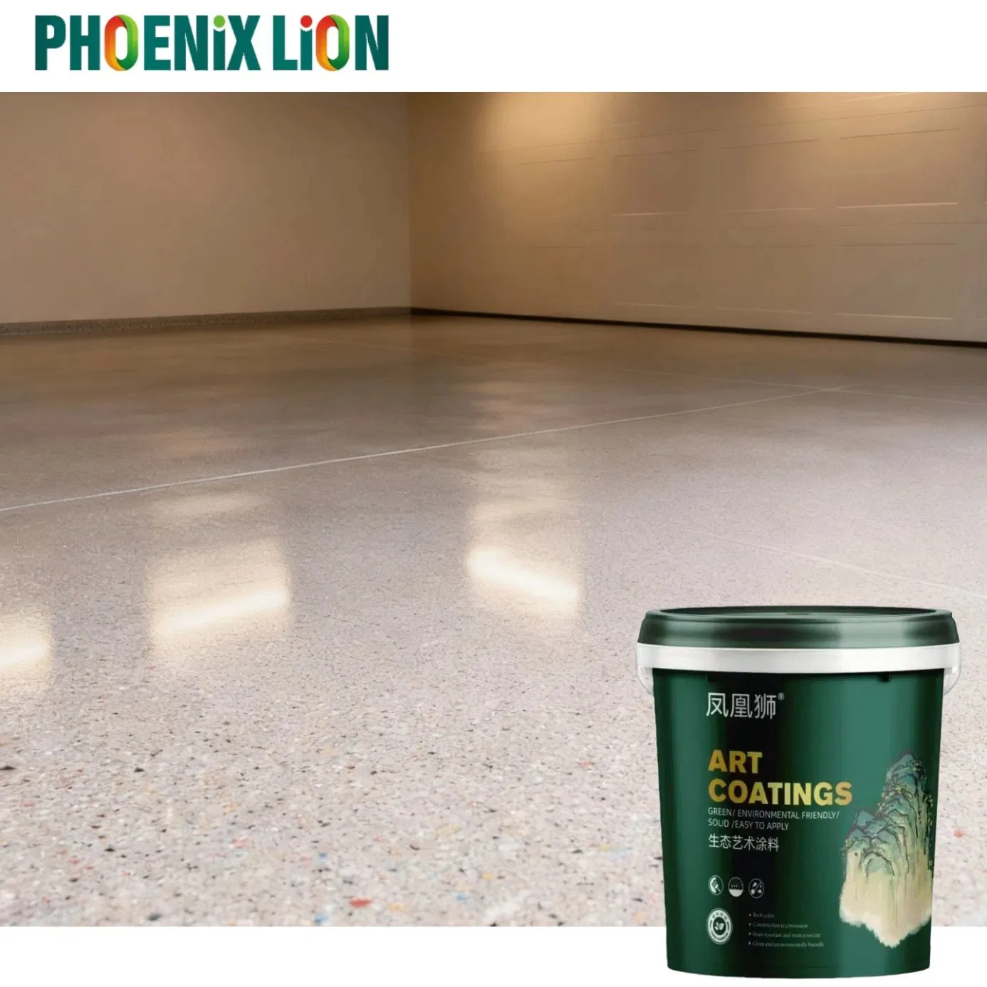 Phoenix Lion Self-Leveling Epoxy Colored Sand Floor Paint Easy-to-Apply Art Paint Coating