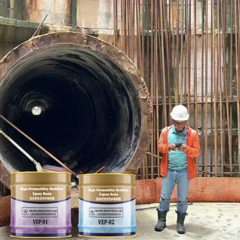 High Permeability Modified Epoxy Grouting Materials for Waterproof Plugging and Reinforcement Repair of Concrete Leakage