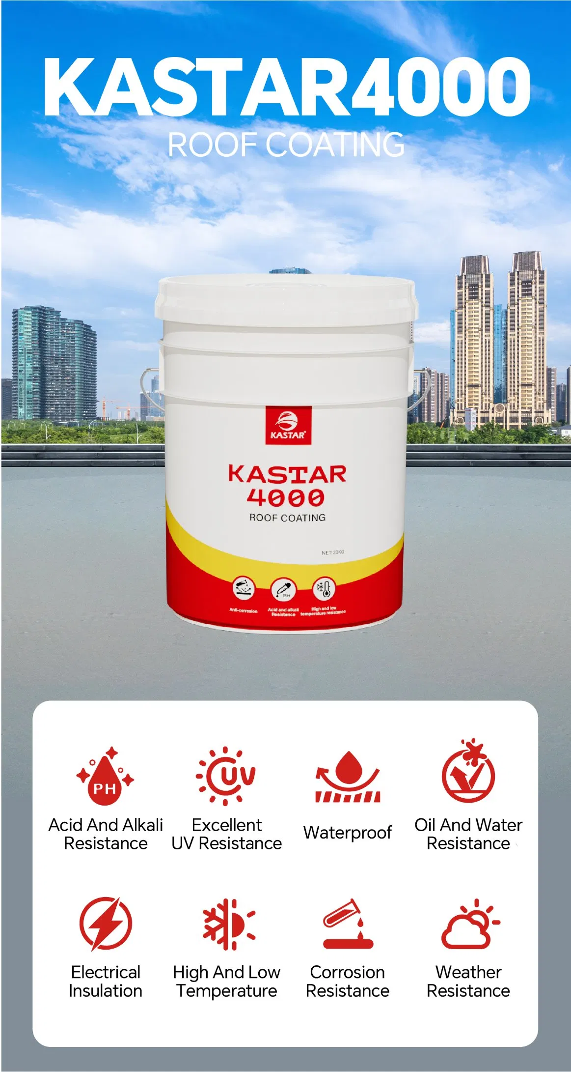 Low Price Weatherproof Silicone Roof Coating Kastar 4000 UV Resistant