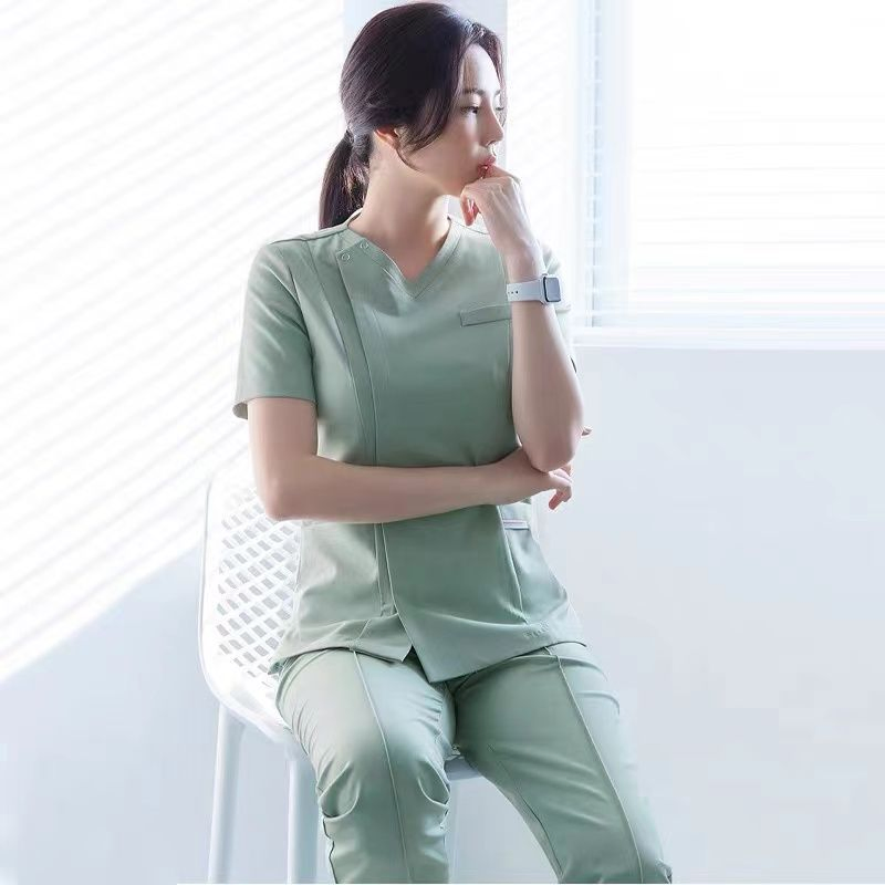 شعار مخصص من الشركة المصنعة، علامة خاصة، مجموعة قمصان مهنية من قماش غير منسوج مرن، ملابس تمريض للرجال والنساء، زي طبي للمستشفيات