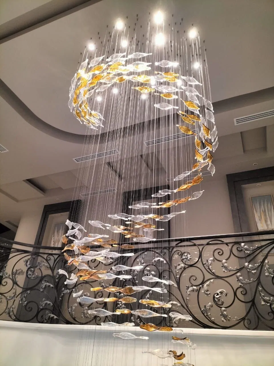 Modern Wood Bead Ceiling Lamp Organic Minimalist Design