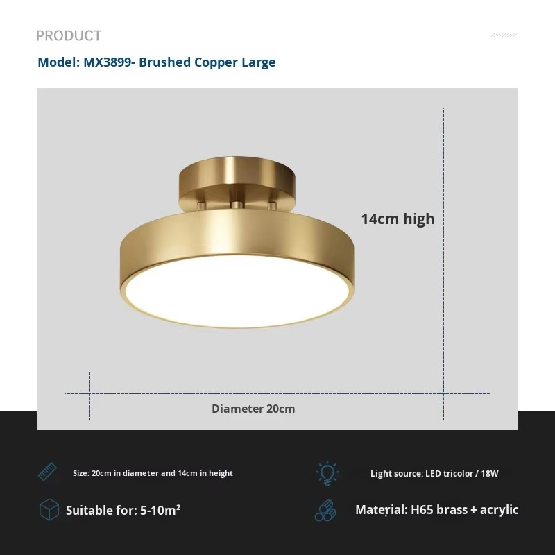 Aisle Corridor Bathroom Small Ceiling Lamp Modern Minimalist LED IP33 Warm White