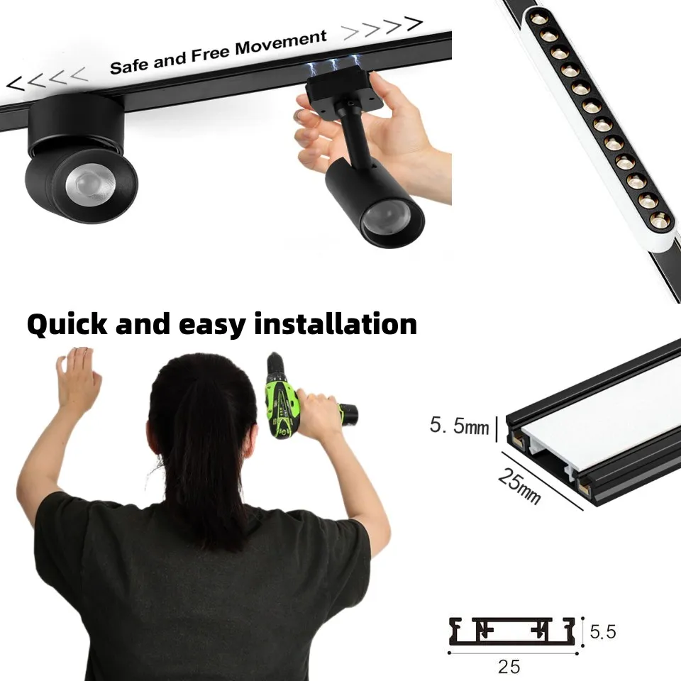 5.5mm Ultra-Thin Decorative Rail Spotlight Surface Mounted LED Interior Lighting