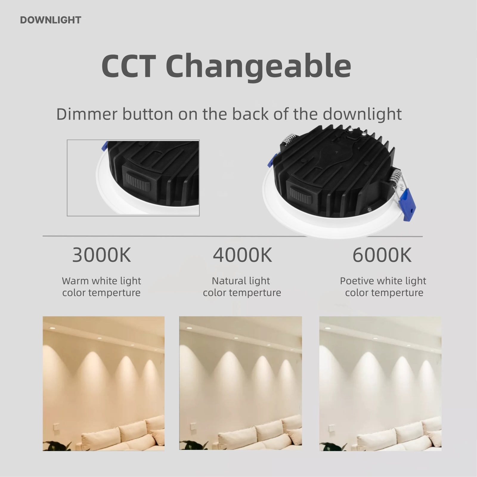Australia Ultra Slim LED Downlight CE SAA IP44 Approved 4" Inch Recessed 120mm Cutout 8W 10W 12W Dimmable 3CCT Spot Downlight