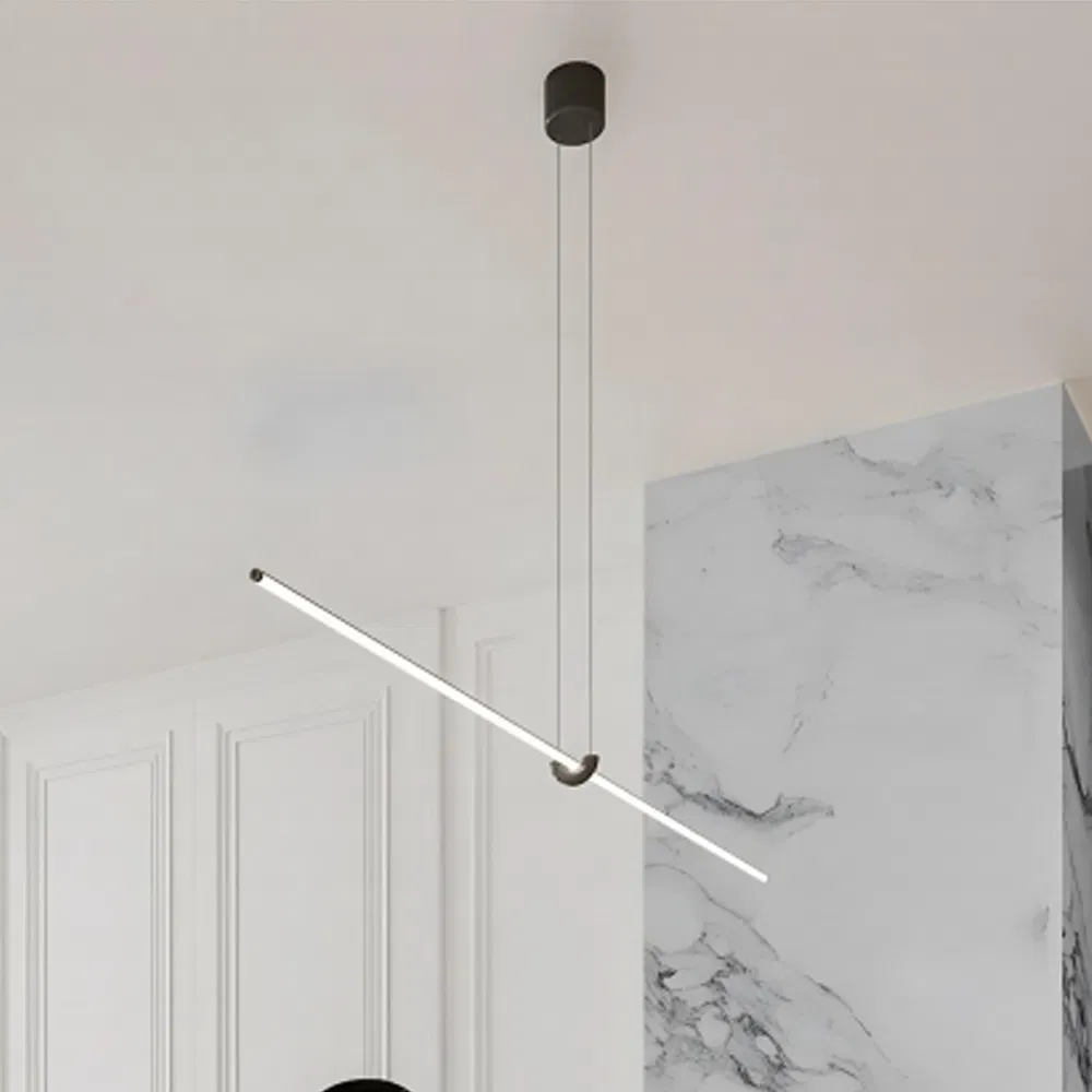 Indoor Modern Minimalist One-Line Pendant Light Restaurant Linear Ceiling Hanging Lamps