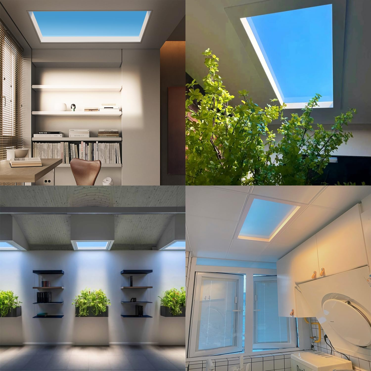 Smart LED Blue Sky Light Artificial Skylight Ceiling Fixture Tuya Control for Office Conference Room and Residential Lighting