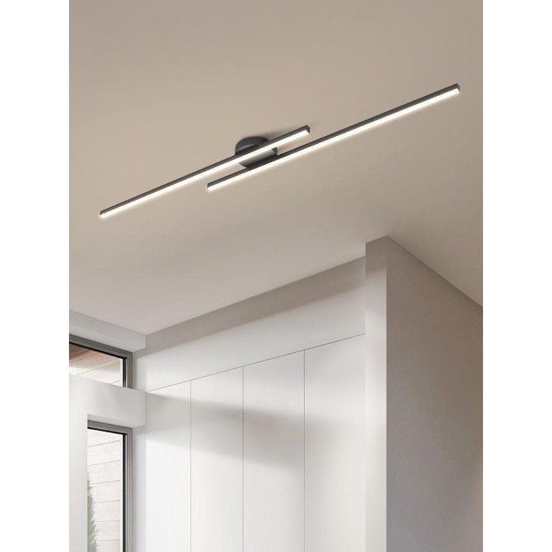 Nordic Linear Flush Mount LED Ceiling Light Remote AC Metal Construction 6000K Daylight for Closet Balcony Entryway Foyer