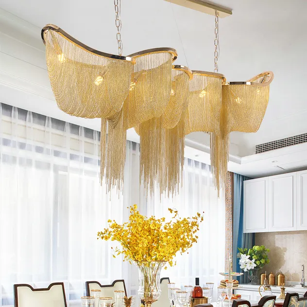 Villa Minimalist Staircases Modern Chandelier Indoor High Ceiling Gold Lamps