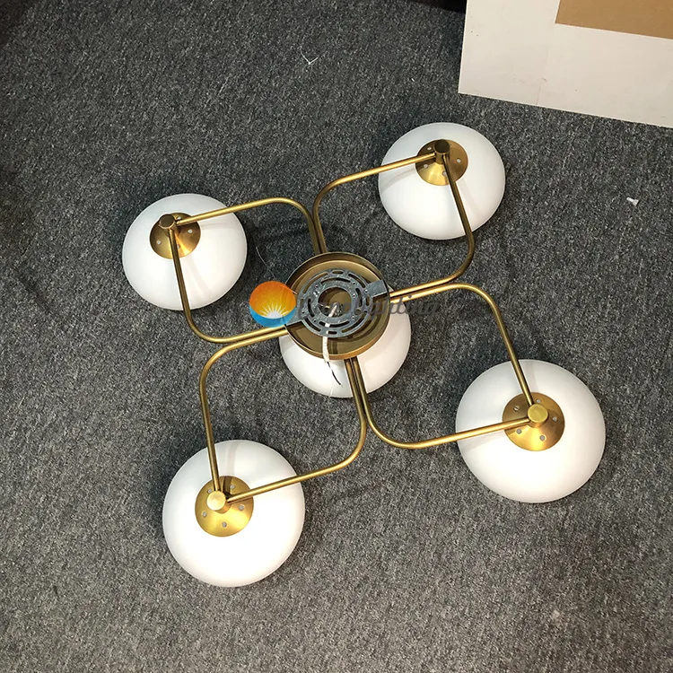 Modern Minimalist White Glass Shade Chandelier Ceiling Lamp