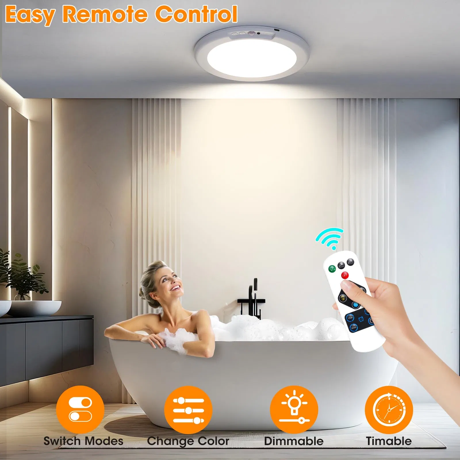 Rechargeable Motion Sensor Ceiling Light with Remote - Magnetic Wireless Ceiling Light Battery Powered for Closet Shower Stairs Shed Hallway Porch Patio Ect