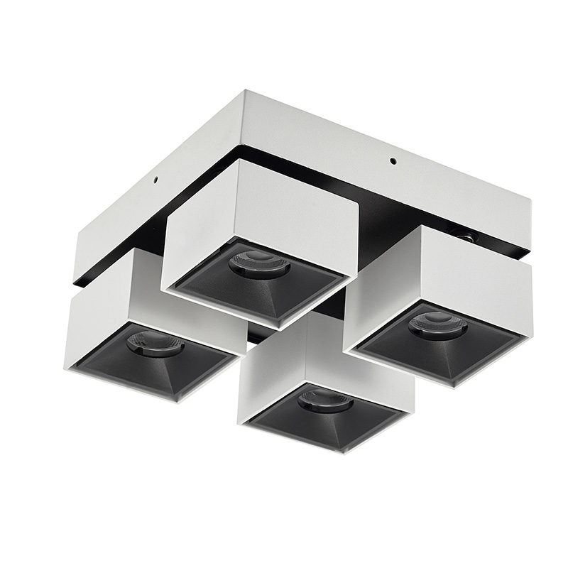 Modern Flush Mount Ceiling Light with Four Adjustable LED Downlights Indoor Living Room Installation for Office Use