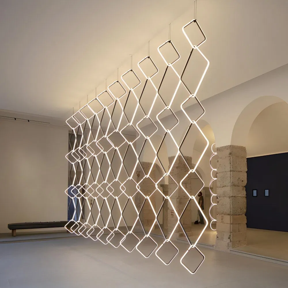 Indoor Modern Minimalist One-Line Pendant Light Restaurant Linear Ceiling Hanging Lamps