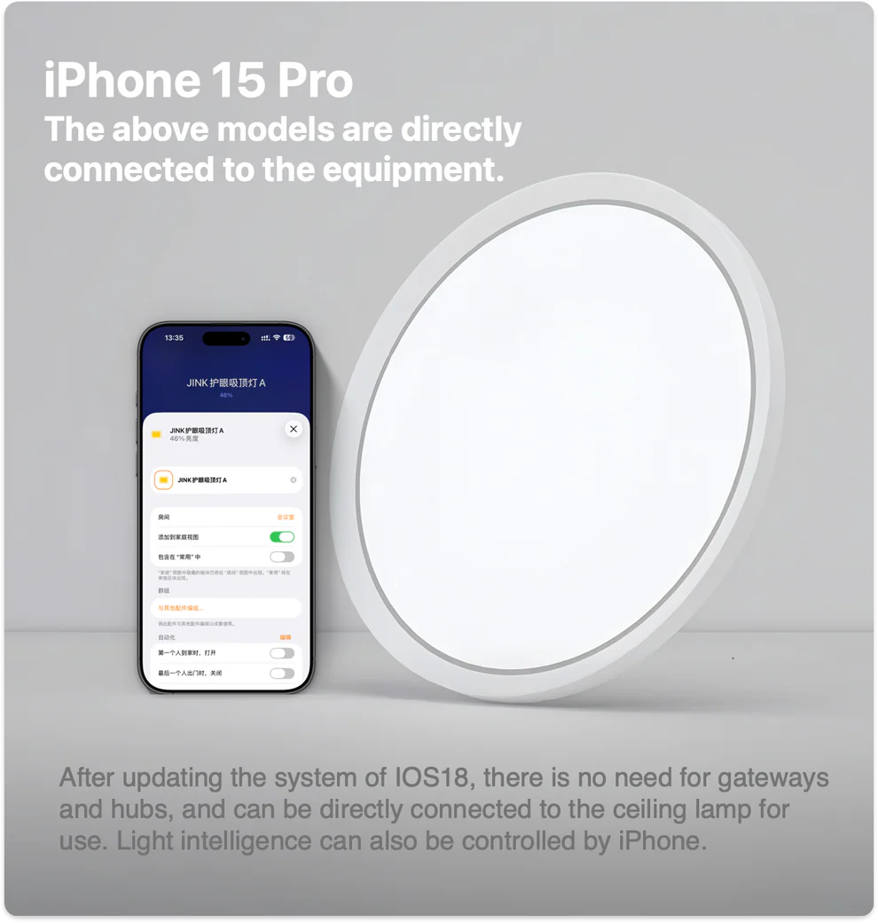 JINK Halo Eye Matter Thread Smart Ceiling Light Eye Protection LED Ceiling Lamp Dimmable CCT for Apple Home Alexa Google