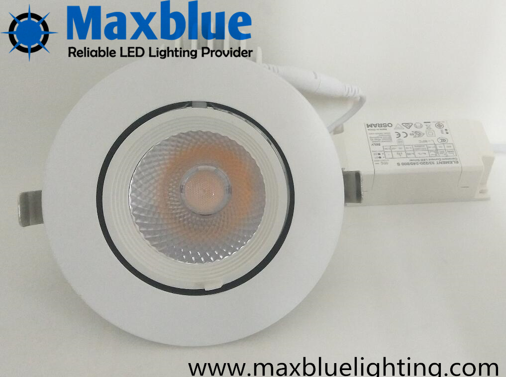 50W 360 Degree Rotatable 7inch Recessed COB LED Gimbal Downlight