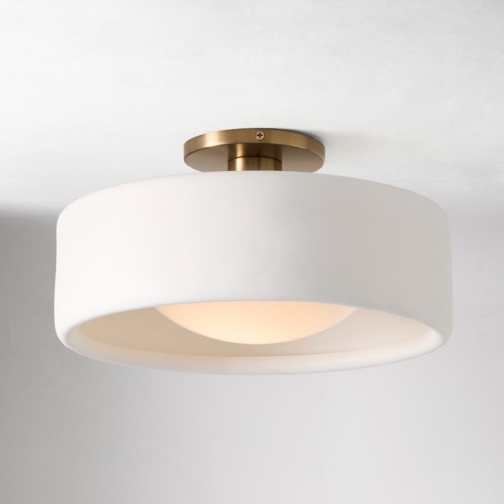 Simig Lighting Minimalist Anders Porcelain Semi-Flush Mount Aura Modern Ceiling Light
