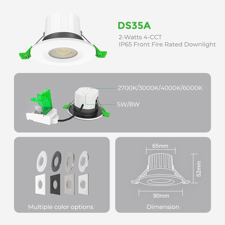Led Focus Lamp 4CCT 5W 8W Power Selectable Recessed IP65 Fire Rated LED Downlight for Apartment Villa