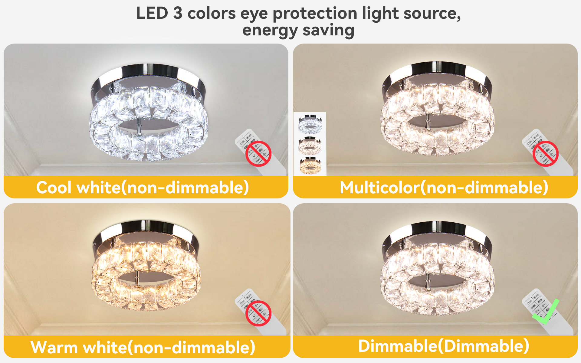 Dimmable Modern Crystal Chandelier LED Ceiling Light Design 3