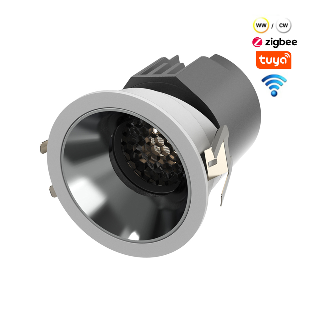 CCT Dimmable Ceiling Lighting Recessed Hotel Project 7W 12W Tuya Zigbee WiFi Smart Round Cob Led Downlight