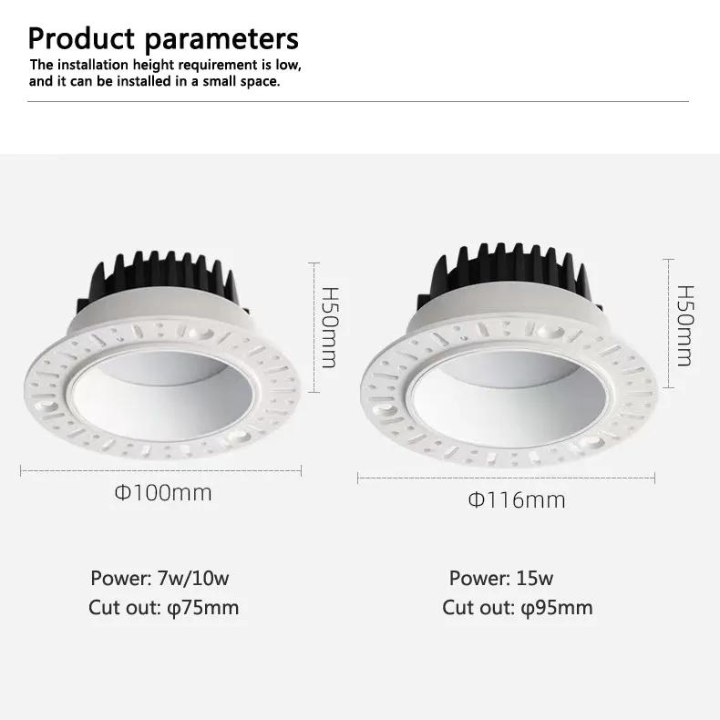 Ceiling Recessed 7W 10W 15W Ultra-Thin Frameless Spotlight LED Downlight