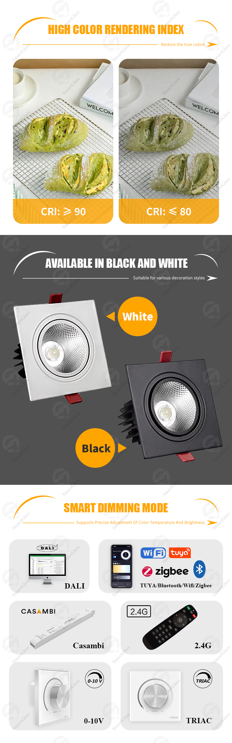 Smart Dimmable Downlights Detail Description