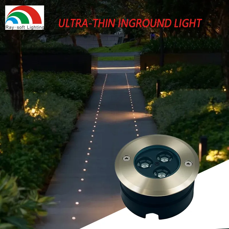 Recessed Ultra-Thin LED Ground Light Outdoor Waterproof Park Square Step Lawn Courtyard Inground Lighting