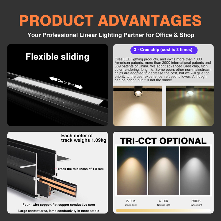 New Designer Tendencia Smart Tuya Ultra Thin Stretch Ceiling Surface Recess Embedded White Colour Linear Magnetic Track Light