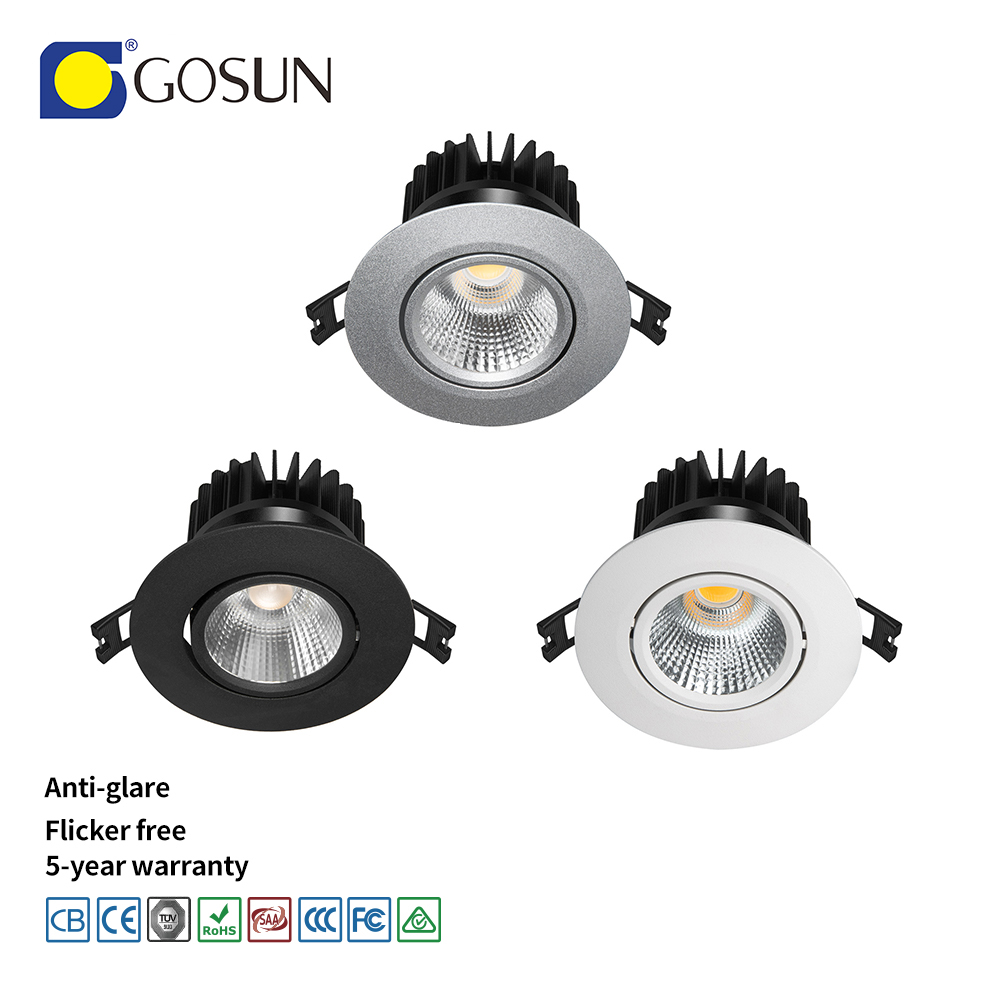 Flicker Free 8-90W CRI80/90/97 Anti-glare Recessed 5 Years Warranty LED COB Downlight