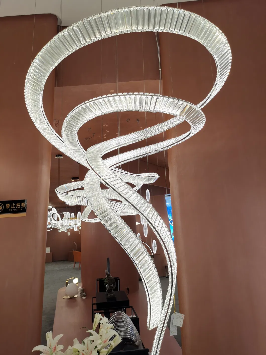Modern Wood Bead Ceiling Lamp Organic Minimalist Design