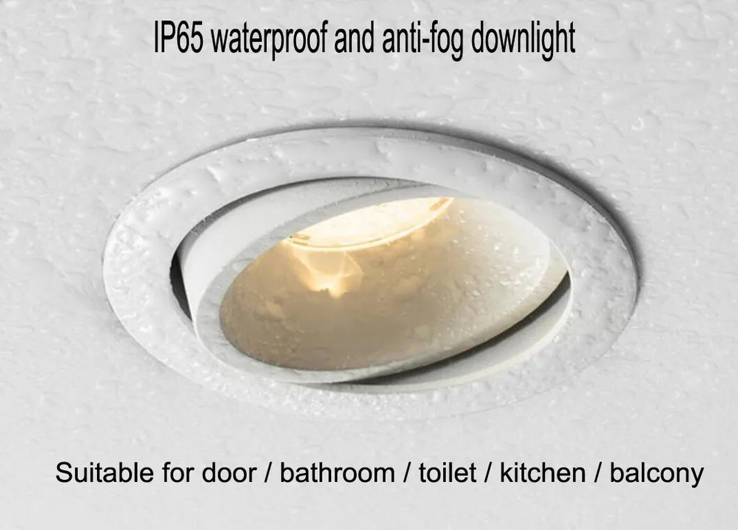 Round Recessed LED Spotlight IP65 Waterproof COB LED Downlight for Bathroom
