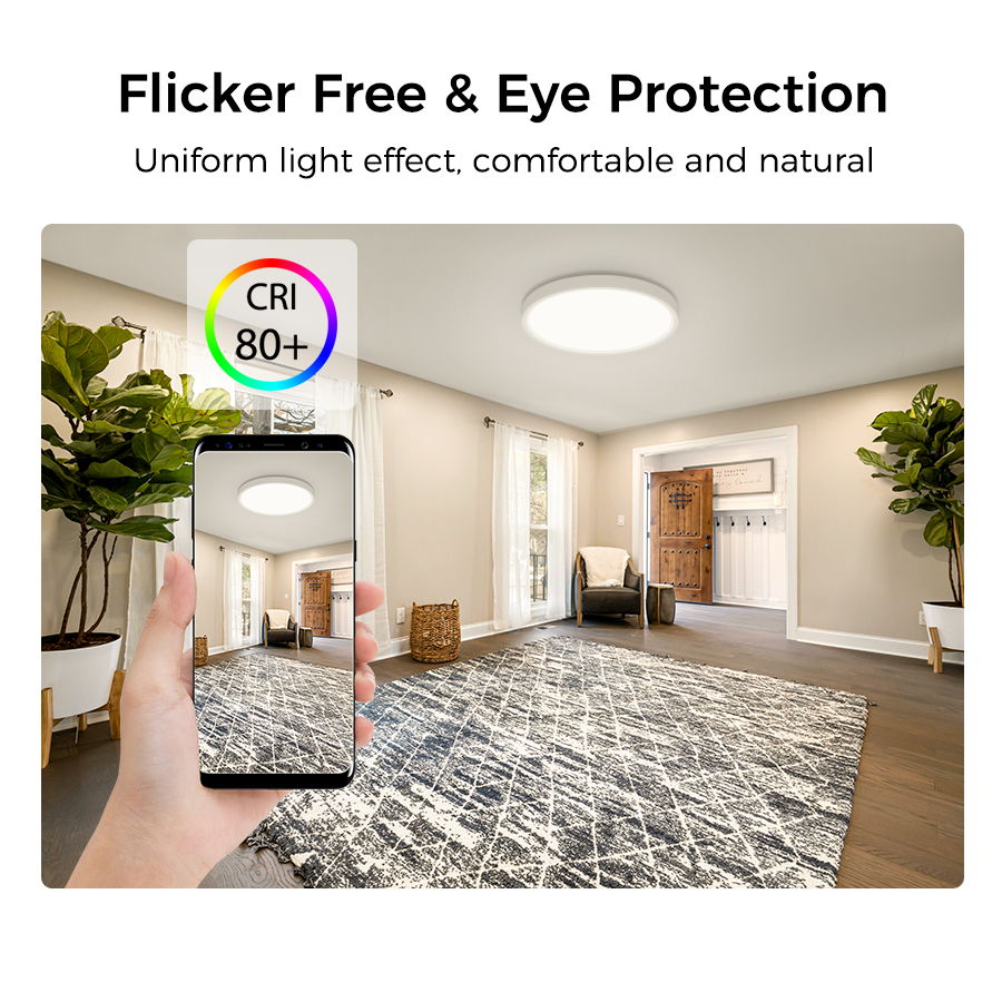 Smart Control Tuya APP Control 24W Round Ceiling Light Indoor Flush Mount Fixture for Living Room