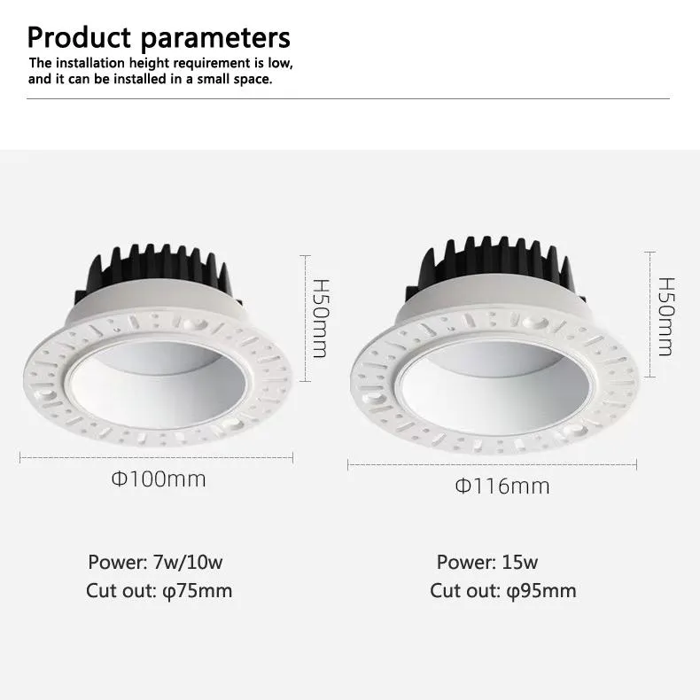 Ceiling Recessed 7W 10W 15W Ultra-Thin Frameless Spotlight LED Downlight