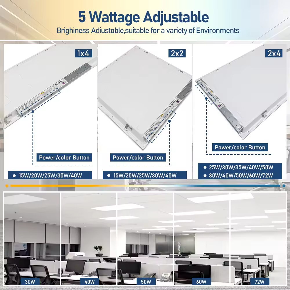 Dimmable LED Panel Light with Selectable CCT 3500K-6500K, Ultra-Thin Ceiling Light for Office Commercial and Home Lighting